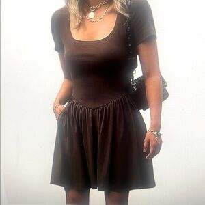 Casual Short Sleeve Square Neck Mini Dress